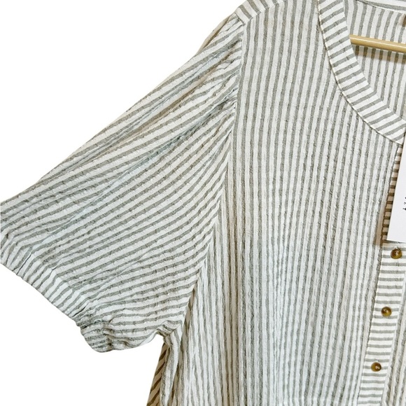 Jane + Delancey Boho Olive Green Stripe Tiered Gauzy Maxi Dress Size 3X NWT - Picture 3 of 7